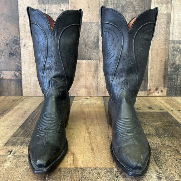 Lucchese N159754 Black Snip Toe 1883 Cowboy Boots Mens 8 EE - Picture 6 of 12